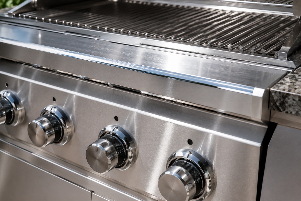Premium stainless grill components cleaned and polished after service